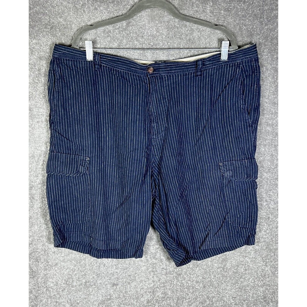 Tommy Bahama‎ Linen Bermuda Cargo Shorts Mens Size 40 Blue White Stripe Pockets